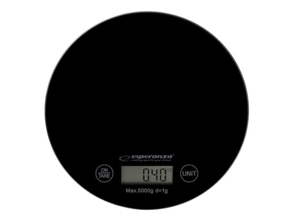 Esperanza EKS003K, Sähkökeittiövaaka, 5 kg, 1 g, Musta, Pöytämalli, Pyöreä