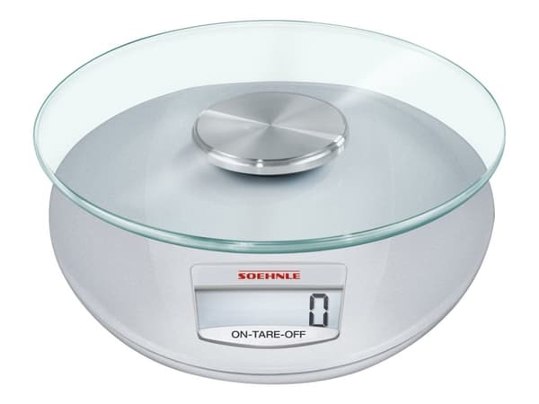Soehnle Roma Silver, Sähkökeittiövaaka, 5 kg, 1 g, Hopea, Lasi, Muovi, Lasi