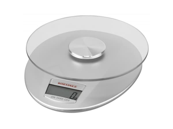 Soehnle Roma Silver, Sähkökeittiövaaka, 5 kg, 1 g, Hopea, Lasi, Muovi, Lasi
