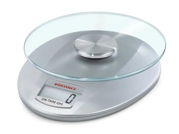 Soehnle Roma Silver, Sähkökeittiövaaka, 5 kg, 1 g, Hopea, Lasi, Muovi, Lasi