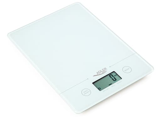 Adler AD 3138 w, Elektronisk köksvåg, 5 kg, 1 g, Vit, fl oz, g, lb oz, ml, LCD