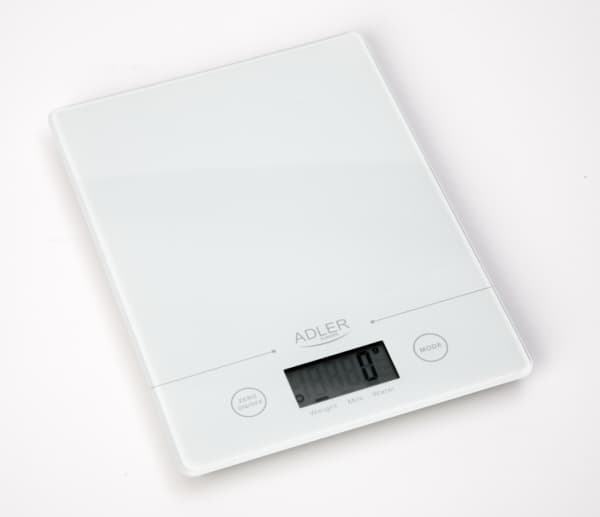 Adler AD 3138 w, Elektronisk köksvåg, 5 kg, 1 g, Vit, fl oz, g, lb oz, ml, LCD