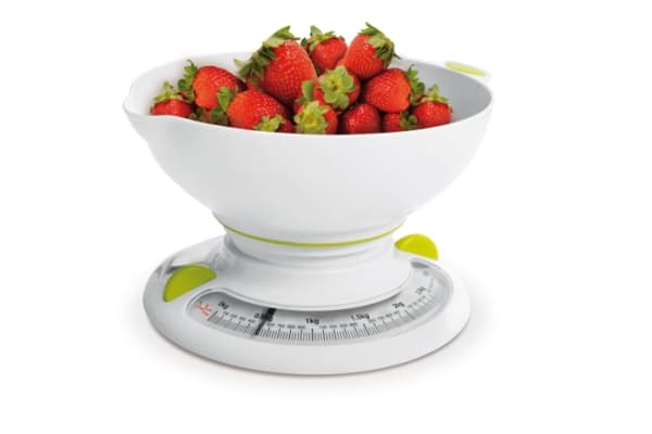 JATA 610N, Mekanisk köksvåg, 3 kg, 25 g, Vit, Bänkdiskmaskin, Rund
