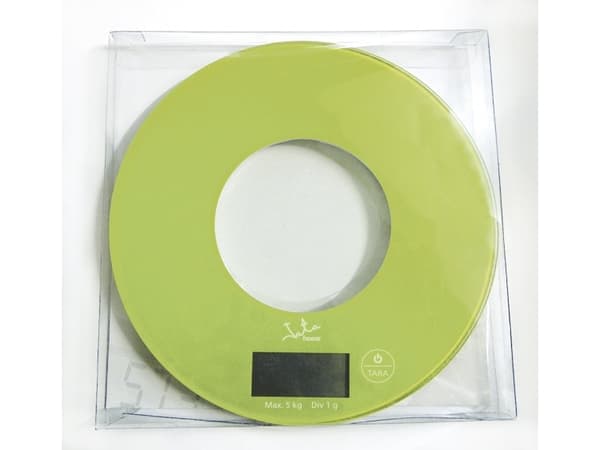 JATA 722P, Elektronisk kjøkkenvekt, 5 kg, 1 g, Grønn, Gjennomsiktig, Herdet glass, Glass
