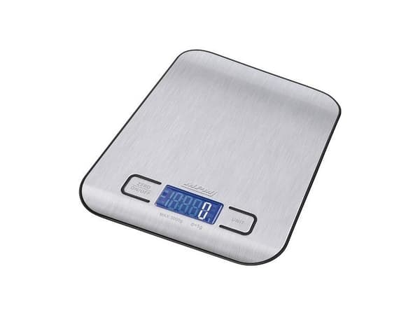 MPM MWK-02M, Elektronisk kjøkkenvekt, 5 kg, 1 g, Sølv, Rustfritt stål, Benkeplate