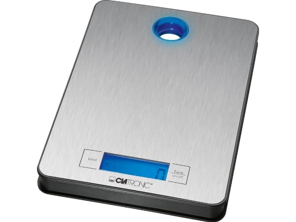Clatronic KW 3412, Elektronisk köksvåg, 5 kg, 1 g, Rostfritt stål, Rostfritt stål, Rostfritt stål