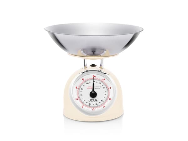 Eta ETA577790040, Mekanisk kjøkkenvekt, 5 kg, 25 g, Beige, Metall, Rustfritt stål, Benkeplate