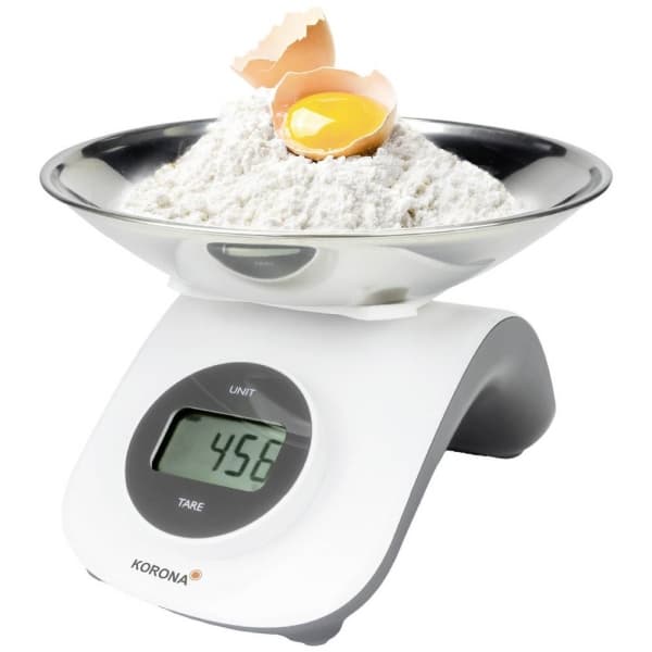 Korona CLEO køkkenvægt med måleskål, Digital Vejeområde=5 kg Hvid-grå