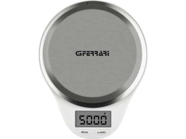 G3 Ferrari Maddy, Elektronisk kjøkkenvekt, 5 kg, 1 g, Rustfritt stål, Hvit, Rustfritt stål, Benkeplate