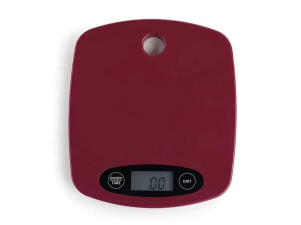 JATA HBAL1203, Elektronisk köksvåg, 5 kg, 1 g, Bordeaux, Bänkdiskmaskin, Rektangel