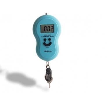 Bärbar bagagevåg med mycket praktisk elektronisk våg blå liten minificka