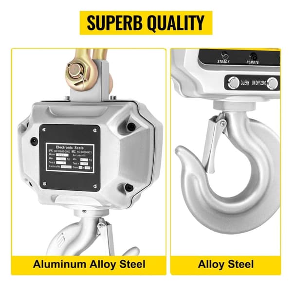5000KG digital kranvåg i aluminium med trådlös fjärrkontroll, kraftig design, exakt och känslig, förstärkt ring/krok, lättanvänd, bred applikation