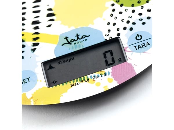 JATA HBAL7240, Elektronisk köksvåg, 5 kg, 1 g, Multifärg, Glas, Bänkdiskmaskin