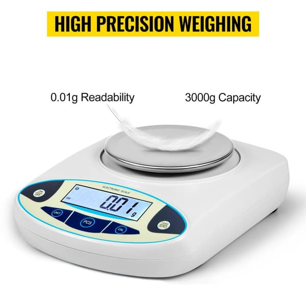 3000g kapacitet 0,01g noggrannhet laboratorium analytisk våg, hög precision, flera användbara funktioner, stabil och exakt mätning