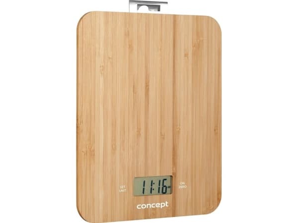Concept VK5714, Elektronisk personvåg, 15 kg, 1 g, bambu, fyrkantig, LCD