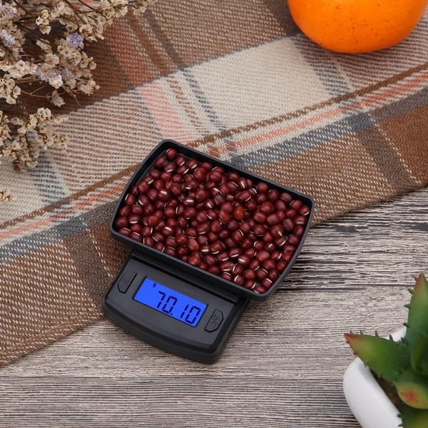 200g kapacitet 0,01g precision mini elektronisk köksvåg med LCD-skärm och bricka, olika enheter, hållbara och robusta
