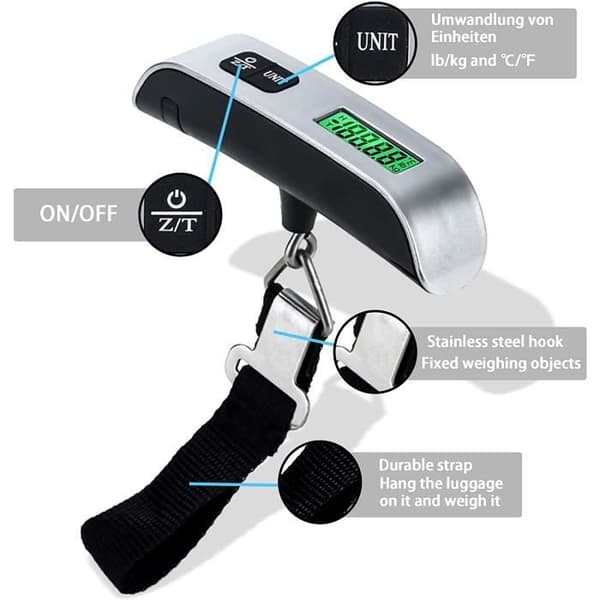 Bagagevåg - A12 - Svart - Elektronisk - Bärbar - Hög precision