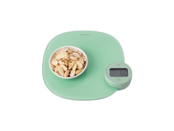 Brabantia Tasty+, Elektronisk köksvåg, 5 kg, 1 g, Grön, Bänkdiskmaskin, Rund