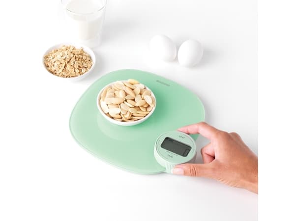 Brabantia Tasty+, Elektronisk köksvåg, 5 kg, 1 g, Grön, Bänkdiskmaskin, Rund