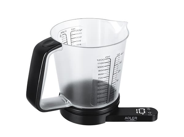 Adler | Virtuvinės svarstyklės with a measuring cup | AD 3178 | Maximum weight (capacity) 5kg | Juodas