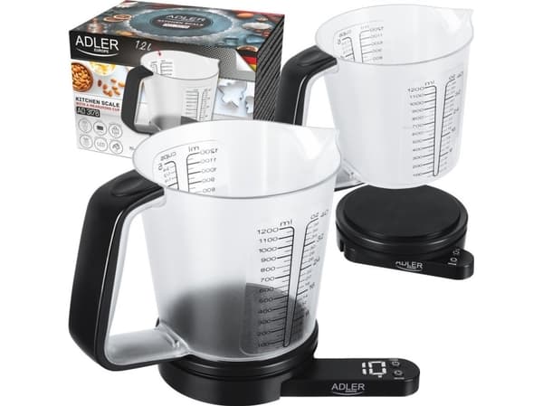 Adler | Virtuvinės svarstyklės with a measuring cup | AD 3178 | Maximum weight (capacity) 5kg | Juodas