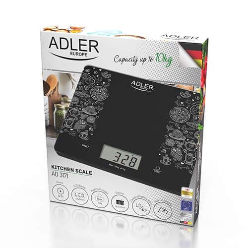 Adler | Köksvåg | AD 3171 | Maximal vikt (kapacitet) 10 kg | Examen 1g | Displaytyp LCD | Svart
