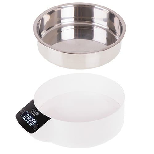 Adler | Köksvåg med skål | AD 3166 | Maximal vikt (kapacitet) 5 kg | Examen 1g | Displaytyp LCD | Vit