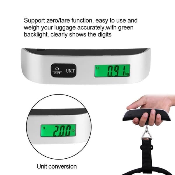 50 g - 50 kg bagagevåg Digital och bärbar resväska elektronisk våg med temperaturdisplay