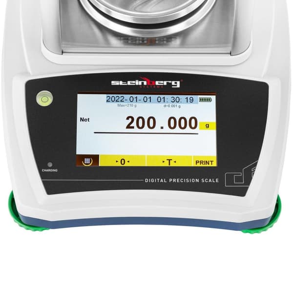 Laboratorieanalysevægt med glasdæksel og LCD-touchpanel 200 g / 0,001 g