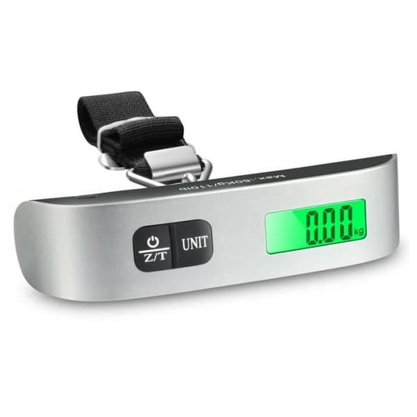 Elektronisk bagagevåg, med tarafunktion, rem och batteri ingår (antal, set med 2 delar)