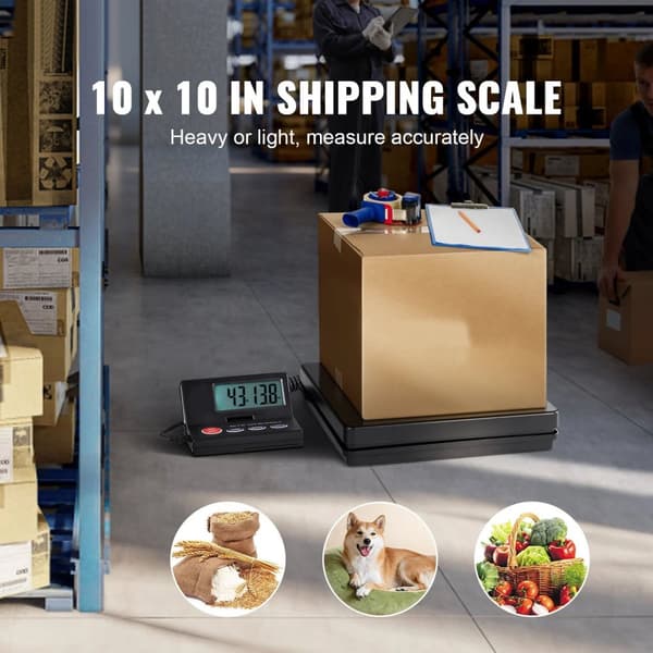 50kg kapacitet 2g precision digital postvåg med timer, 90° vikbar LCD-skärm, AC/DC-driven, tara och håll-funktioner