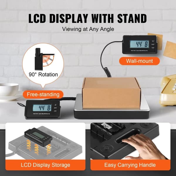 150g- 200kg 12" x 10" delad digital fraktvåg med LCD-skärm, exakt postvåg, AC/DC-strömförsörjning