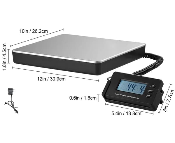 150g- 200kg 12" x 10" delad digital fraktvåg med LCD-skärm, exakt postvåg, AC/DC-strömförsörjning