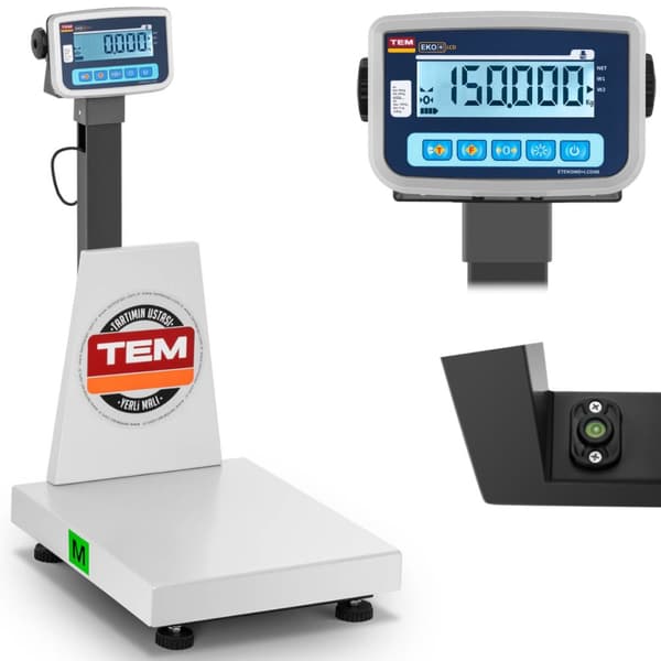 Industriel platformsvægt RS232 interface 150 kg / 50 g LCD M LEGALISERING