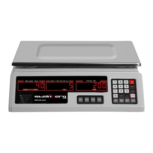 Shop check skala 330x240mm strømforsyning + batteri 40kg / 2g - hvid