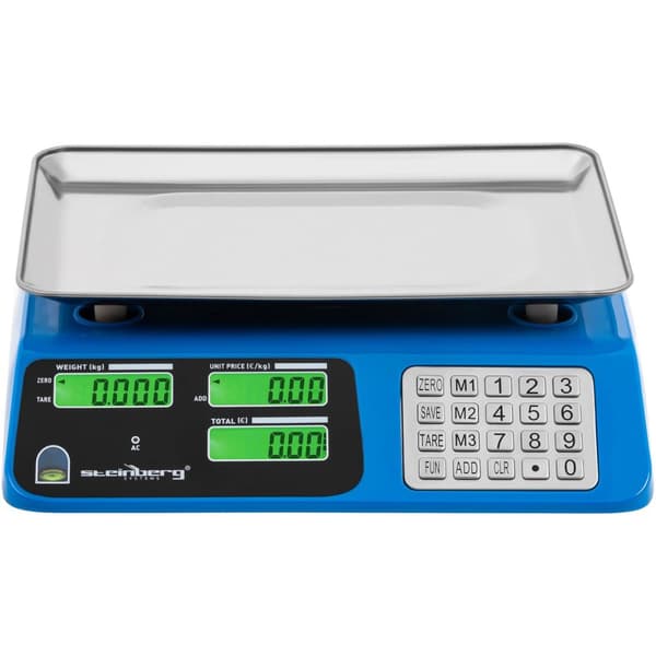 LCD-tarkistusvaaka 34 x 24 cm 40 kg / 2 g sininen