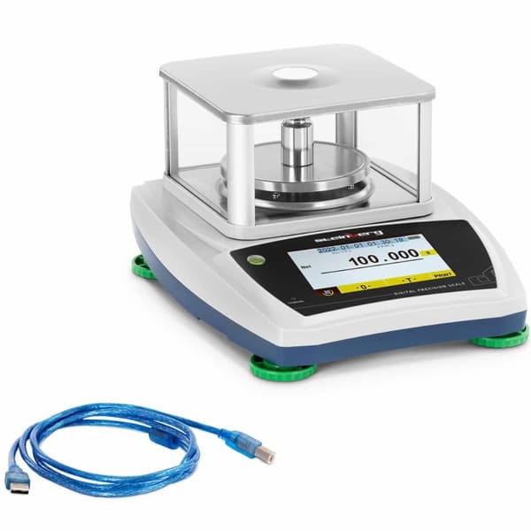 Laboratorieanalysevægt med glasdæksel og LCD-touchpanel 200 g / 0,001 g