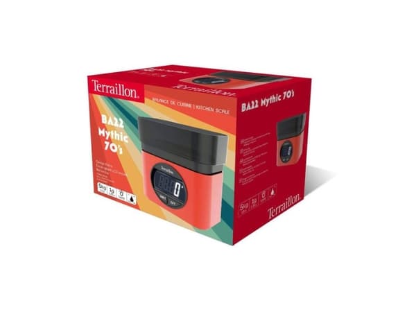 Terraillon BA22, Elektronisk köksvåg, 5 kg, 1 g, Svart, Röd, Plast, Bänkdiskmaskin