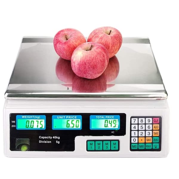 Digital kommersiell våg, 40 kg kapacitet, precis 5 g indelning, dubbelsidig LED-display