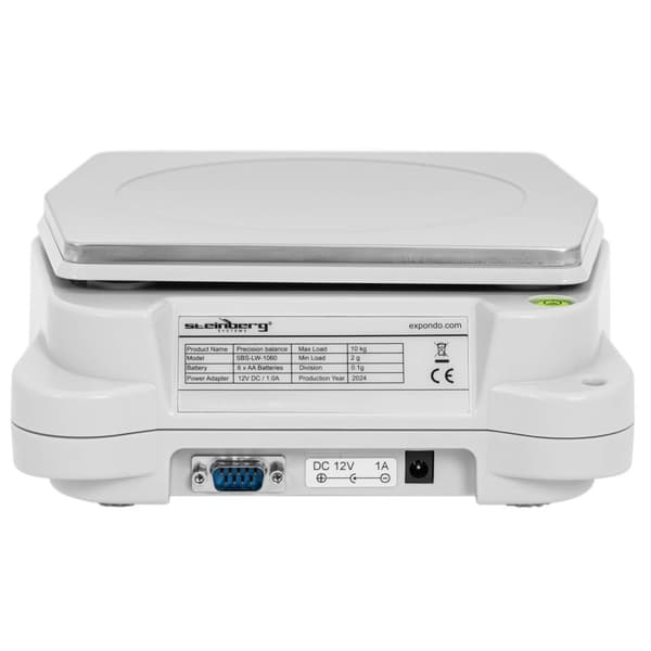 Steinberg Systems - Digital precisionsvåg - 2 g till 10 kg / 0,1 g - 196 x 160 mm