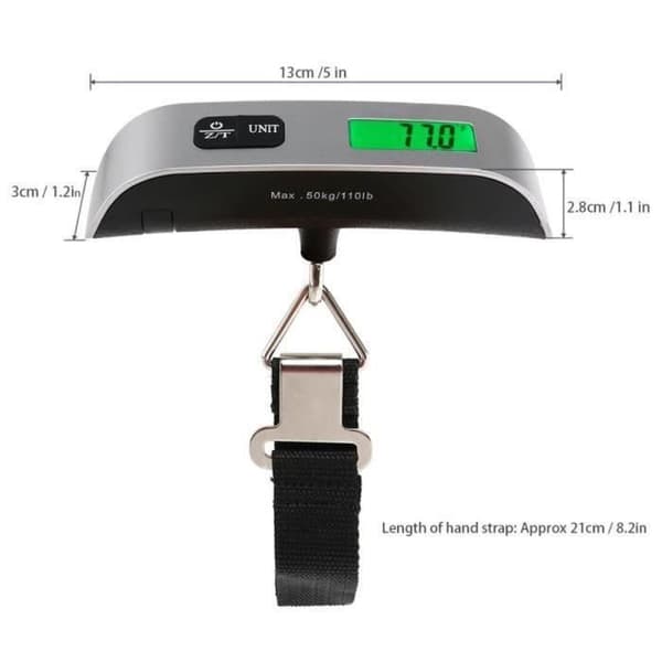 50 kg/10 g bärbar LCD-bagagevåg T-form digital bagagevåg med rumstemperaturdisplay
