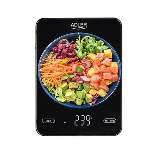 AD 3177 svart 10kg köksvåg laddas via USB