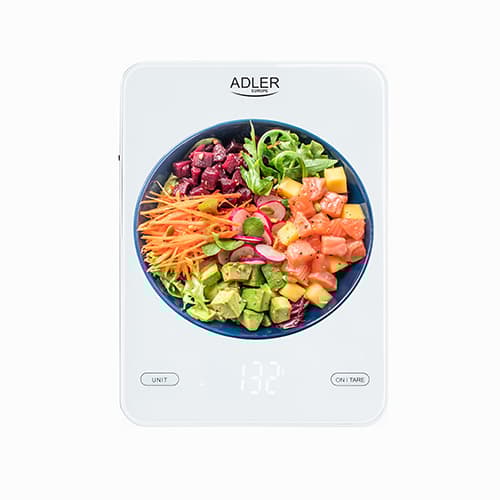 AD 3177 vit 10kg köksvåg laddas via USB