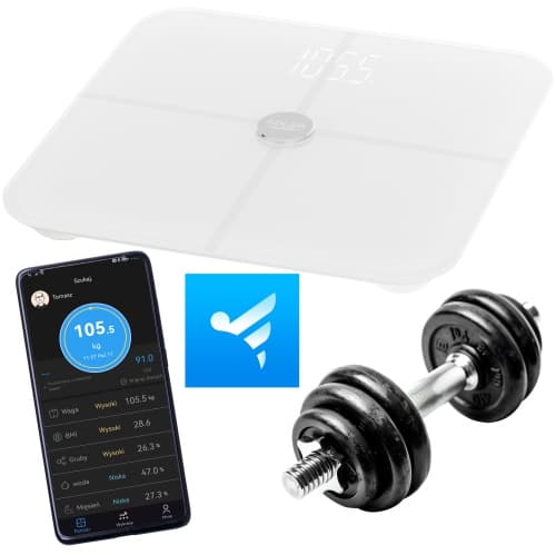 AD 8187 valkoinen analyyttinen kylpyhuonevaaka - Smart - FitGo App