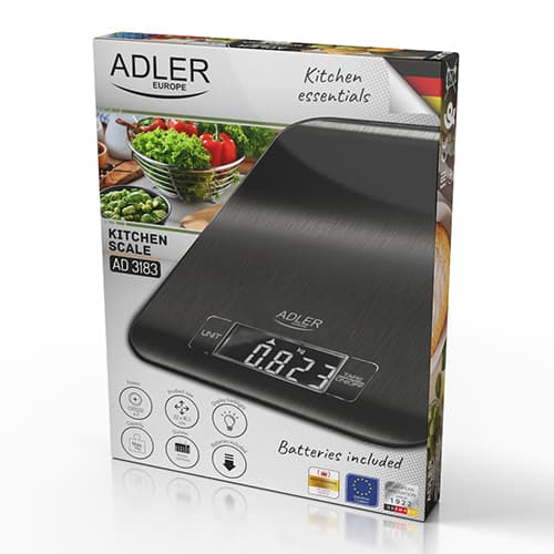 AD 3183 sort Køkkenvægt - 5kg