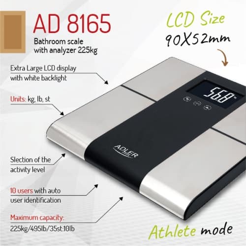 AD 8165 Kylpyhuonevaaka analysaattorilla - 225KG