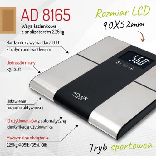 AD 8165 Kylpyhuonevaaka analysaattorilla - 225KG