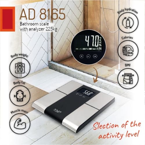 AD 8165 Kylpyhuonevaaka analysaattorilla - 225KG