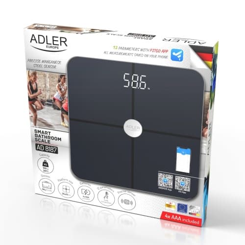AD 8187 Sort Analytisk Badevægt - Smart - FitGo App