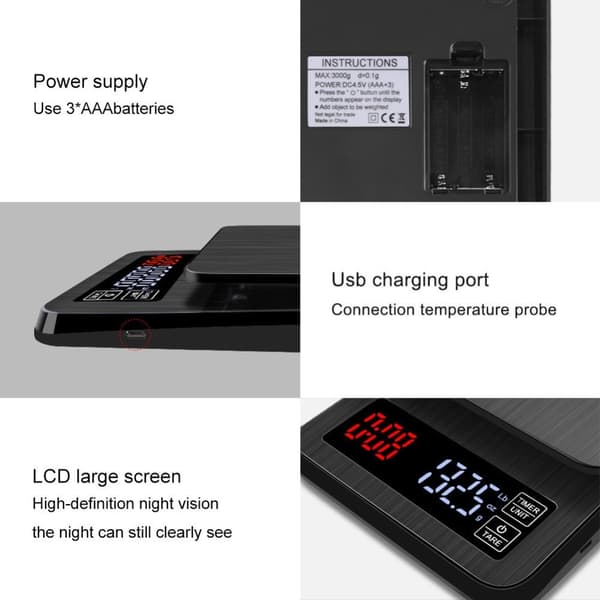Digital minivægt 10 kg / 1 g elektrisk lomme i gram med baggrundsbelyst LCD-skærm
